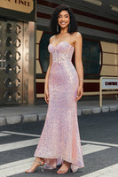 Laden Sie das Bild in den Galerie-Viewer, Rosa Pailletten Korsett Ballkleid