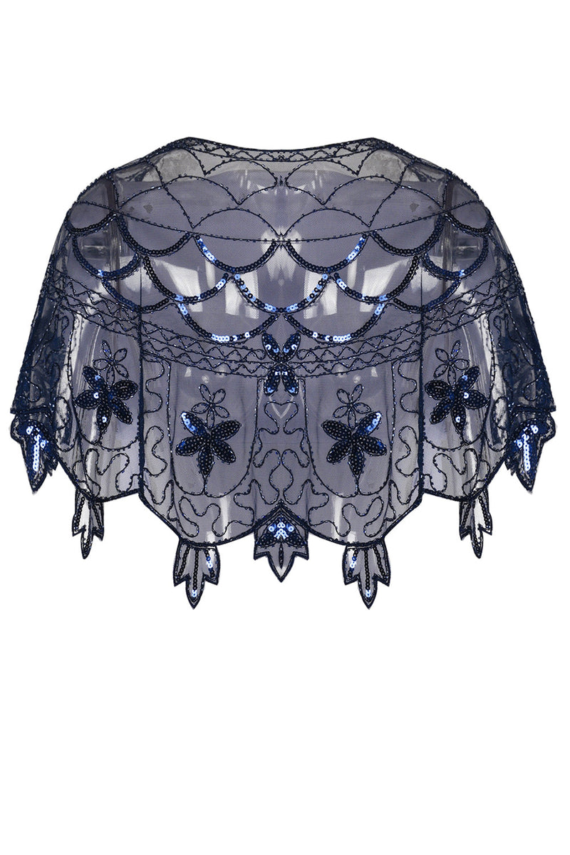 Laden Sie das Bild in den Galerie-Viewer, 1920er Jahre Damenumhang mit goldenen Blumenpailletten