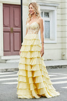 Laden Sie das Bild in den Galerie-Viewer, Wunderschönes A-Linien-Sweetheart-Korsett Fliederfarbenes Ballkleid mit Applikationen und Rüschen