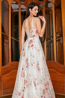 Laden Sie das Bild in den Galerie-Viewer, Elfenbeinblume Besticktes Langes Korsettkleid mit Schlitz