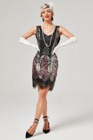 Laden Sie das Bild in den Galerie-Viewer, Schwarz & Rot Kurze Pailletten 1920er Jahre Kleid