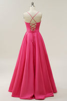 Laden Sie das Bild in den Galerie-Viewer, Fuchsia Neckholder A-Linie Ballkleid