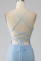 Laden Sie das Bild in den Galerie-Viewer, Meerjungfrauenblaues Langes Ballkleid mit Schlitz