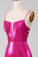 Laden Sie das Bild in den Galerie-Viewer, Glitzerndes, pinkfarbenes Meerjungfrauen-Kleid für den Abschlussball mit Schlitz