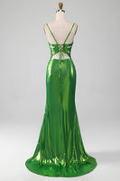 Laden Sie das Bild in den Galerie-Viewer, Glitzerndes, pinkfarbenes Meerjungfrauen-Kleid für den Abschlussball mit Schlitz