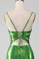 Laden Sie das Bild in den Galerie-Viewer, Glitzerndes, pinkfarbenes Meerjungfrauen-Kleid für den Abschlussball mit Schlitz