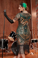 Laden Sie das Bild in den Galerie-Viewer, Paillettenkleid mit Rundhalsausschnitt aus den 1920er Jahren