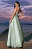 Laden Sie das Bild in den Galerie-Viewer, Rosa A-Linie Spaghettiträger Satin Korsett Langes Brautjungfernkleid