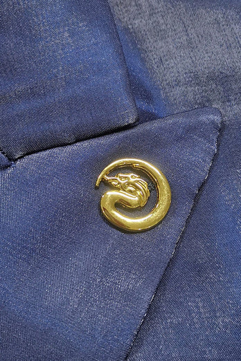 Blauer 2-Teiliger Zweireihiger Herrenanzug mit Spitzrevers