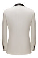 Laden Sie das Bild in den Galerie-Viewer, Weißer Schalrevers Ein-Knopf 3-Teiliger Herrenanzug