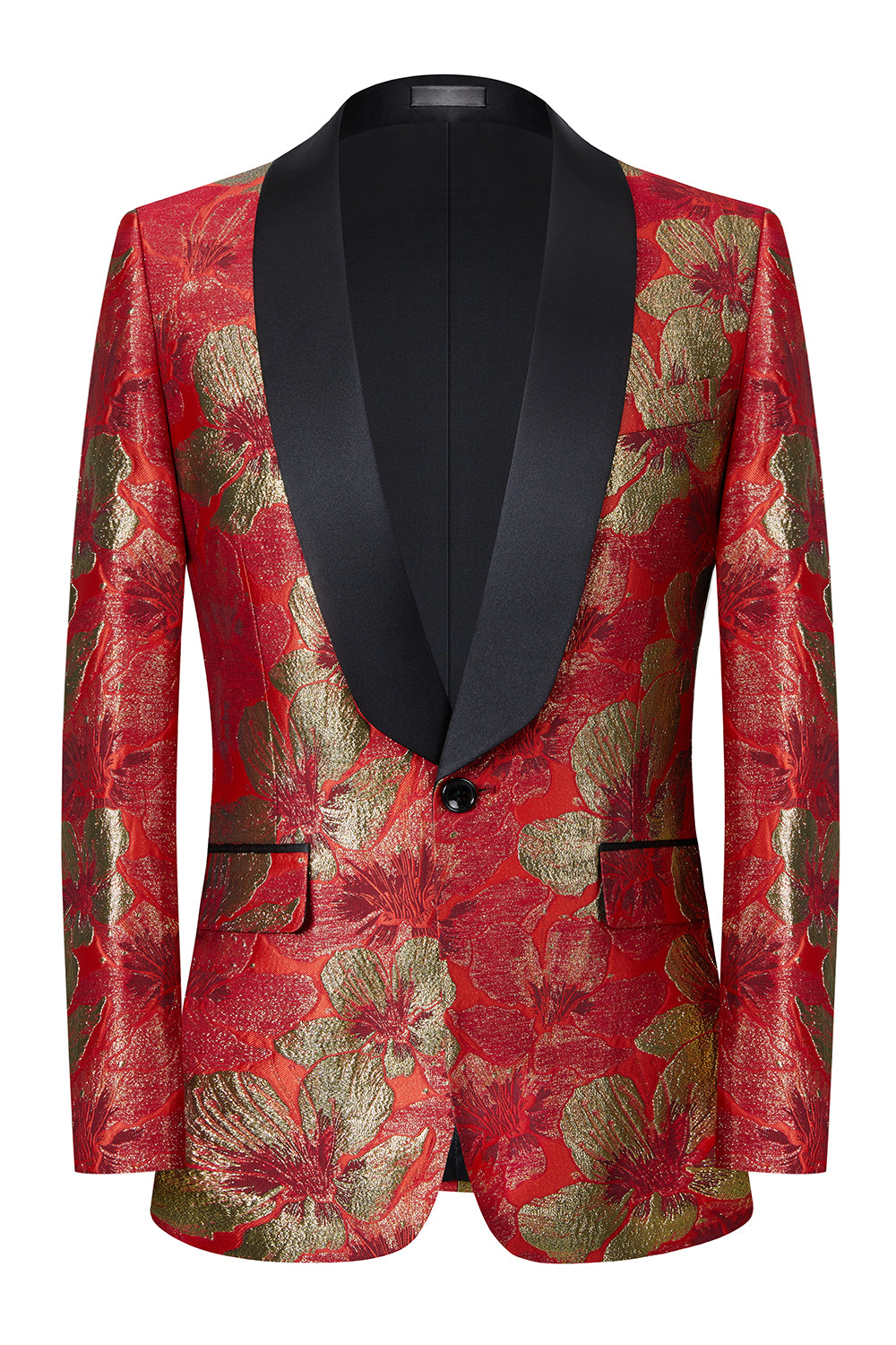Roter Jacquard 2-Teiliger Schal Revers Herrenanzug