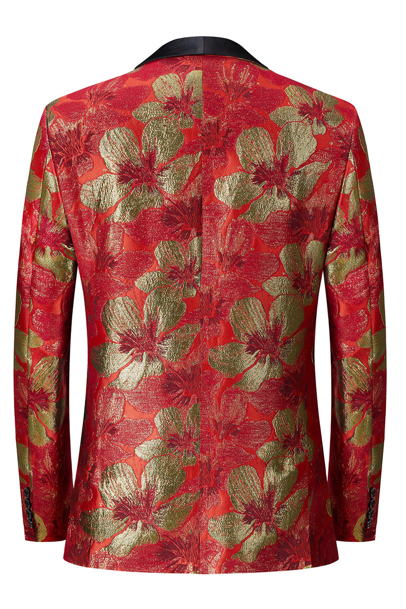 Laden Sie das Bild in den Galerie-Viewer, Roter Jacquard 2-Teiliger Schal Revers Herrenanzug