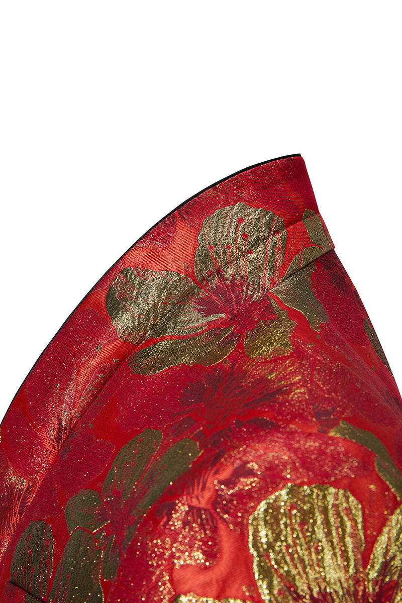 Laden Sie das Bild in den Galerie-Viewer, Roter Jacquard 2-Teiliger Schal Revers Herrenanzug