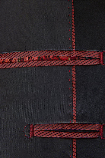Roter Jacquard 2-Teiliger Schal Revers Herrenanzug