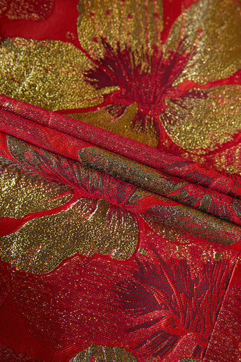 Roter Jacquard 2-Teiliger Schal Revers Herrenanzug