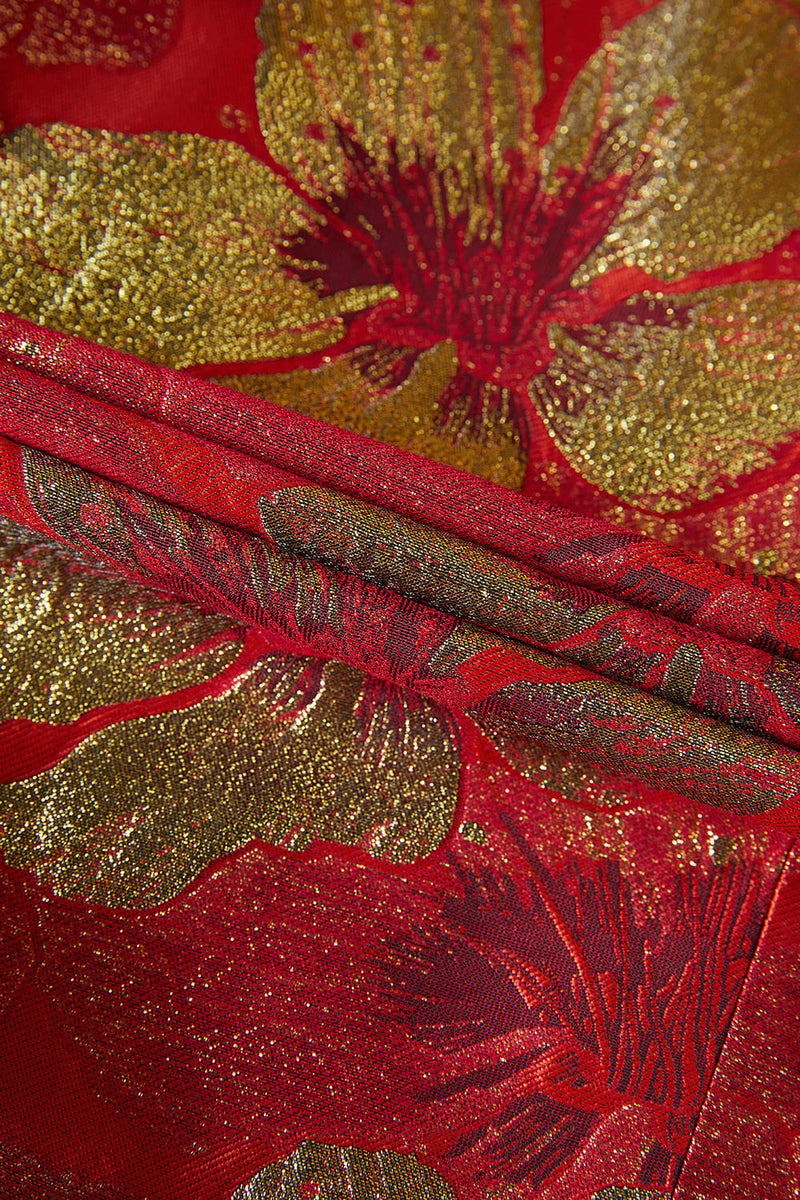 Laden Sie das Bild in den Galerie-Viewer, Roter Jacquard 2-Teiliger Schal Revers Herrenanzug