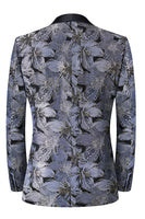 Laden Sie das Bild in den Galerie-Viewer, Grauer Schalrevers Ein-Knopf 2-Teiliger Abendanzug für Herren