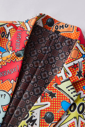 Orange 2-Teiliger Ein-Knopf mit gekerbtem Revers und Graffiti Smokinganzug