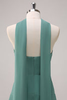 Laden Sie das Bild in den Galerie-Viewer, Eukalyptus Trägerloses Langes Brautjungfernkleid mit Band