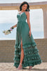 Laden Sie das Bild in den Galerie-Viewer, Eukalyptus A-Linie Korsett Langes Chiffon Brautjungfernkleid