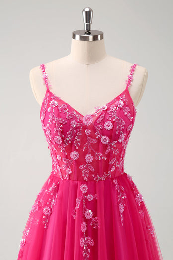 Glitzer Königsblau A Linien Spaghettiträger Korsett Langes Ballkleid mit Schlitz