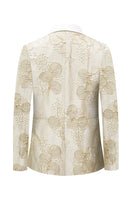 Laden Sie das Bild in den Galerie-Viewer, Champagner Schal Revers Blumen Gedruckt Ein Knopf 2-Teiliger Abendanzug