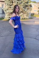 Laden Sie das Bild in den Galerie-Viewer, Blumen Schwarz Korsett Schulterfrei Lang Abendkleider mit Appliziert