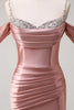 Laden Sie das Bild in den Galerie-Viewer, Glitzer Erröten Satin Schulterfrei Lange Abendkleid