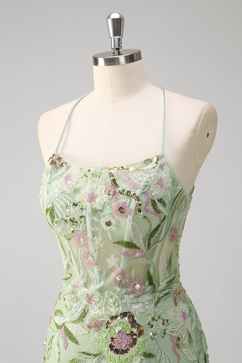 Grünes Korsett Meerjungfrau Langes Abendkleid mit Schlitz