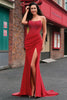 Laden Sie das Bild in den Galerie-Viewer, Glitzer Rot Meerjungfrauen Rückenfrei Korsett Langes Ballkleid mit Schlitz