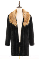 Laden Sie das Bild in den Galerie-Viewer, Schwarze Herren Luxus Kunstpelz Langarm Lange Wintermantel
