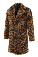 Laden Sie das Bild in den Galerie-Viewer, Brauner Mittellanger Reverskragen Herren-Wintermantel aus Kunstpelz