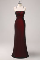 Laden Sie das Bild in den Galerie-Viewer, Leely Women Elegant Black Red Bridesmaid Dress with Beading Spaghetti Straps Mermaid  Gothic Vintage 90s Evenig Prom Dress