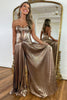 Laden Sie das Bild in den Galerie-Viewer, Sexy Roségold A-Linie Trägerlos Satin Korsett Abschlussball Jumpsuits