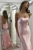 Laden Sie das Bild in den Galerie-Viewer, Rosa Meerjungfrau Satin Langes Abendkleid mit Schnürsenkeln