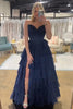 Laden Sie das Bild in den Galerie-Viewer, Helleblaue Meerjungfrau Trägerlos Korsett Gestufte Lange Abendkleid