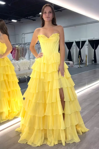 Helleblaue Meerjungfrau Trägerlos Korsett Gestufte Lange Abendkleid