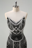 Laden Sie das Bild in den Galerie-Viewer, Glitzer Dunkelgrün Korsett Meerjungfrau Langes Abendkleider mit Perlen