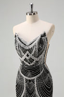 Laden Sie das Bild in den Galerie-Viewer, Glitzer Dunkelgrün Korsett Meerjungfrau Langes Abendkleider mit Perlen