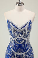 Laden Sie das Bild in den Galerie-Viewer, Glitzer Dunkelgrün Korsett Meerjungfrau Langes Abendkleider mit Perlen