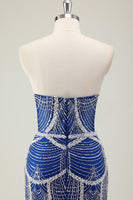 Laden Sie das Bild in den Galerie-Viewer, Glitzer Dunkelgrün Korsett Meerjungfrau Langes Abendkleider mit Perlen