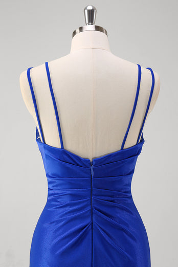 Glitzer Königsblau Meerjungfrau Langes Abendkleid mit Applikationen