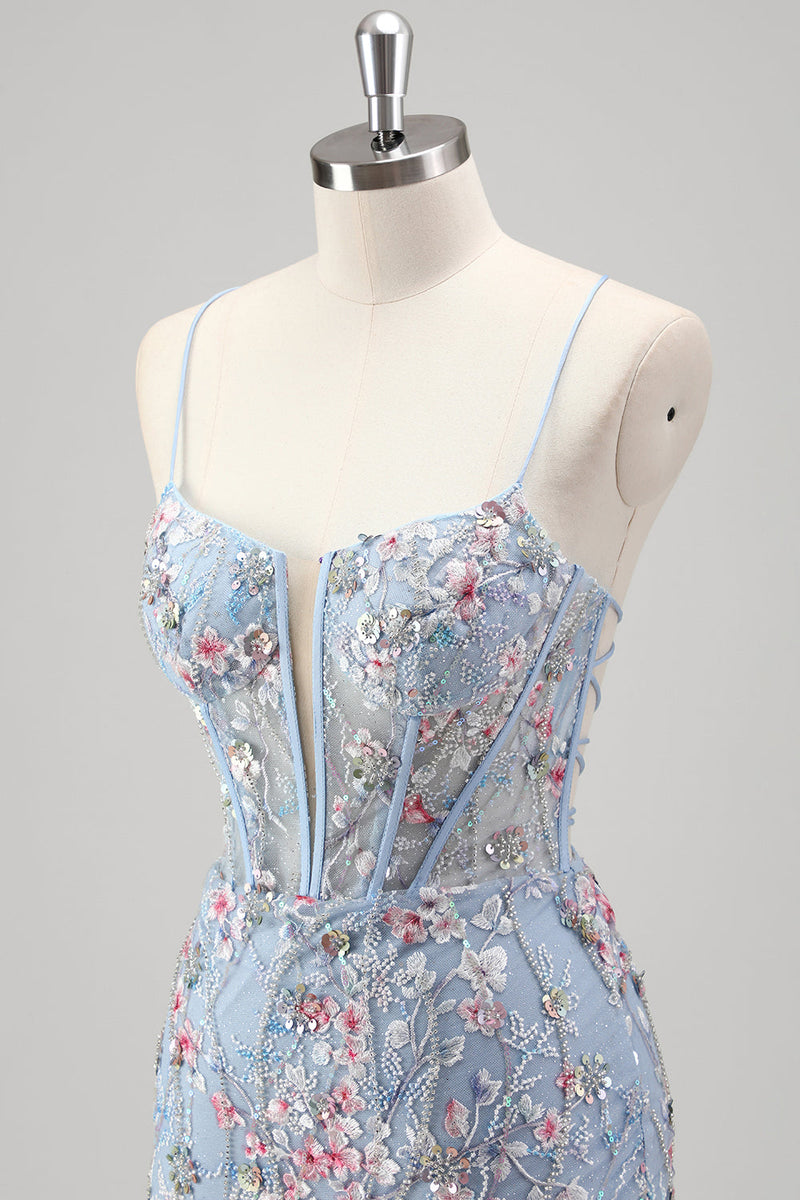 Laden Sie das Bild in den Galerie-Viewer, Schwarz Meerjungfrauen Spaghettiträger Tüll Ballkleid mit Perlenstickerei
