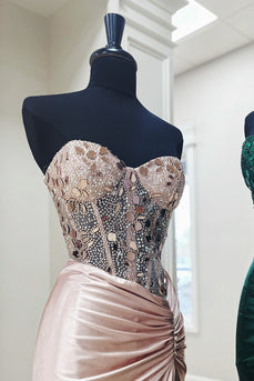 Glitzer Erröten Korsett Meerjungfrau Langes Abendkleid mit Schlitz