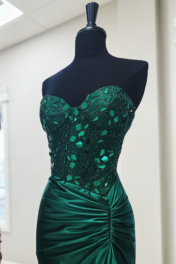 Glitzer Erröten Korsett Meerjungfrau Langes Abendkleid mit Schlitz