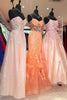 Laden Sie das Bild in den Galerie-Viewer, Blumen Orange Meerjungfrau Korsett Spaghettiträger Lange Abendkleid