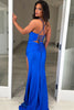 Laden Sie das Bild in den Galerie-Viewer, Königsblau Meerjungfrau Spaghettiträger Lange Satin Abendkleid