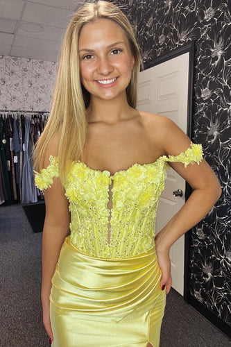 Blumen Gelbe Korsett Meerjungfrau Langes Abendkleid