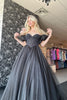 Laden Sie das Bild in den Galerie-Viewer, Glitzer Schwarzes Appliziertes Korsett Langes Abendkleid