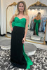 Laden Sie das Bild in den Galerie-Viewer, Schwarz Grün Trägerlos Langes Abendkleid mit Schleife